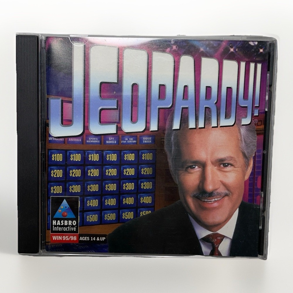 Jeopardy PC CD-ROM 1998 Windows 95 Game Hasbro Trivia Family Retro 90s Complete